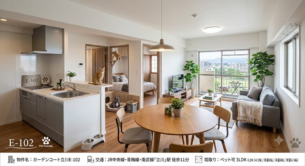 立川駅徒歩11分 ペット可3LDK ガーデンコート立川E-102
