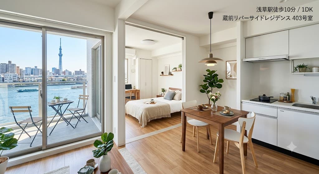 浅草駅徒歩10分 1DK 蔵前リバーサイドレジデンス403