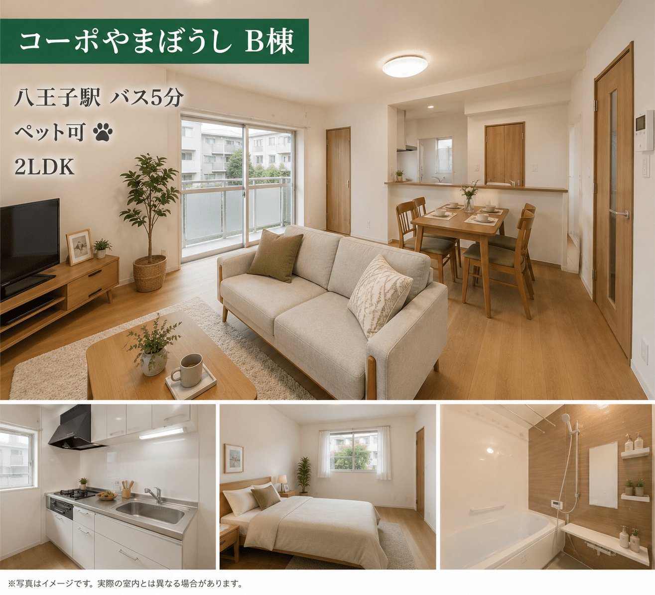八王子駅バス5分 ペット可2LDK コーポやまぼうし B棟